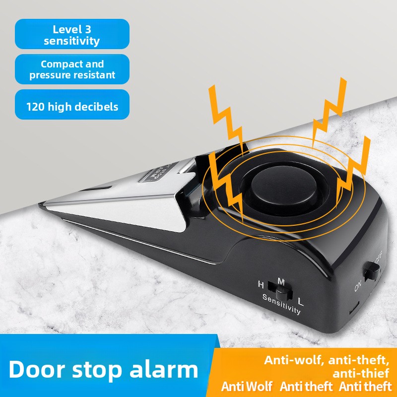Door Stop Alarm - ที่กั้นประตูบ้านสำหรับผู้หญิง, อุปกรณ์ป้องกันการชน, สัญญาณกันขโมยสำหรับโรงแรม, ตัวกั้นประตู, แบบพกพา
