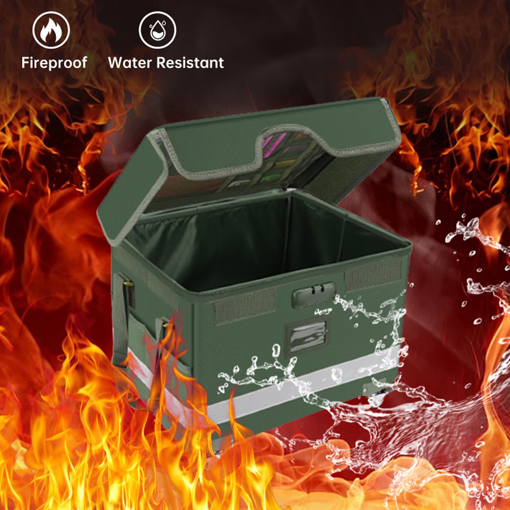 Fire Safe Document - กล่องเก็บของทนไฟ กล่องเอกสารปลอดภัยพร้อมล้อ ล็อคแบบรหัส กันน้ำ แบบพกพา โฮมออฟฟิศ
