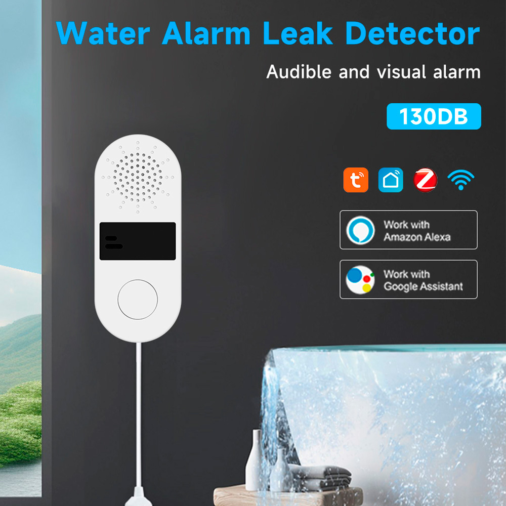 Water Alarm Sensor - Tuya เครื่องตรวจรอยรั่วน้ำ Wi-Fi พร้อมเสียงและไฟเตือน130dB สมาร์ทโฮมน้ำรั่ว ZigBee
