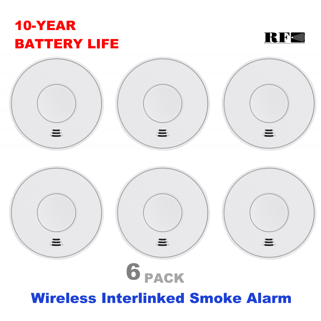 Smoke Detector Interconnected - เครื่องตรวจจับควันที่เชื่อมโยงไร้สายพร้อมแบตเตอรี่ 10 ปีที่ปิดสนิท เครื่องตรวจจับควันที่เชื่อมต่อไร้สาย CE VS01F